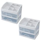 Kuber Industries 2 Layer Cabinet Drawer Box|Desktop Storage Box|Multi Drawer Storage Organizer|Pack of 2| White